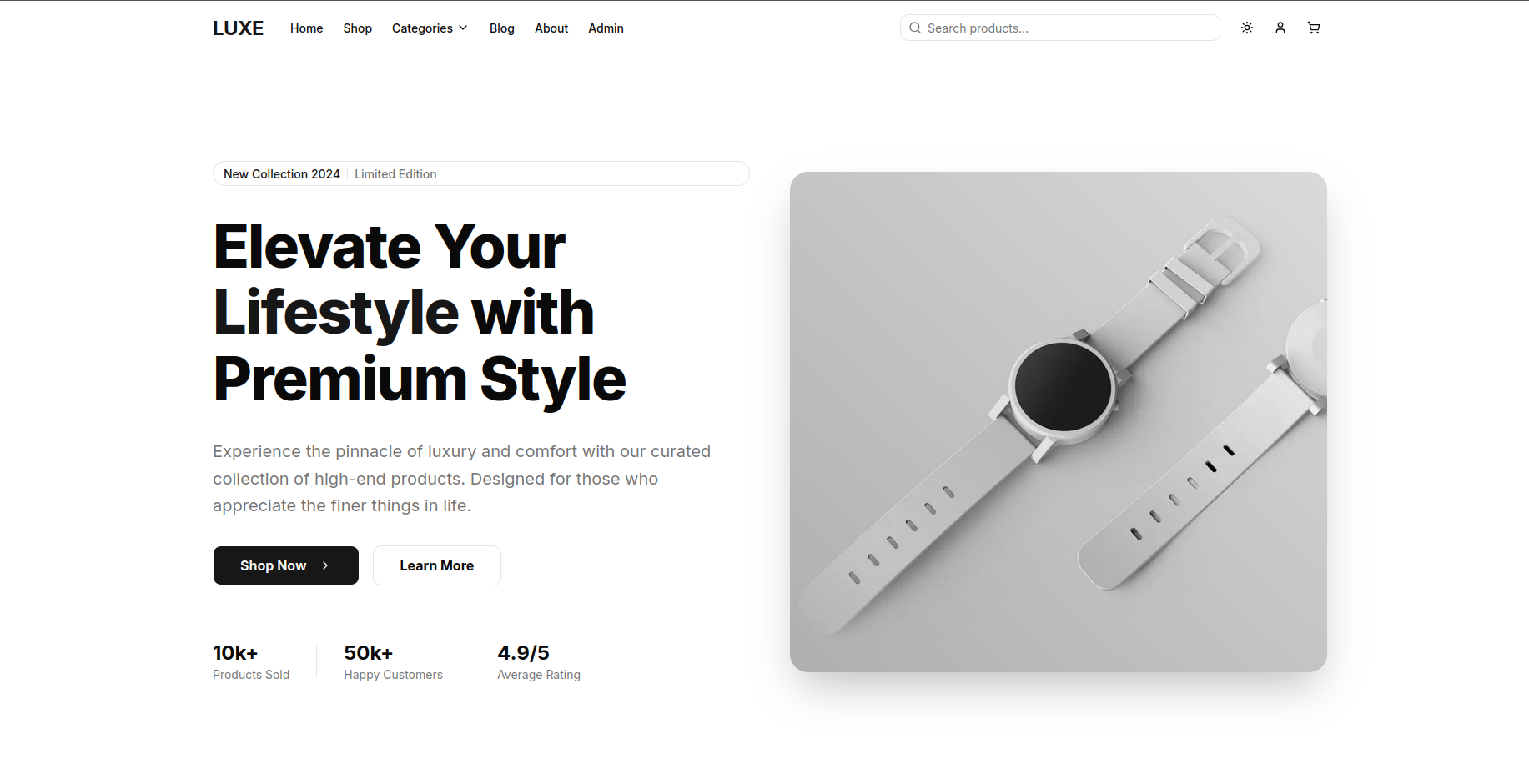 LUXE E-commerce dashboard interface showing analytics and data visualizations